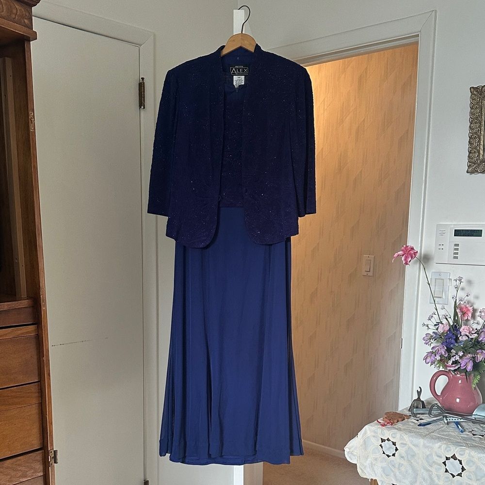 Alex Evenings bright navy Jacket and Cami Set